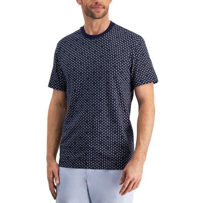 Club Room Mens Anchor Print Short Sleeve Crewneck T Shirt Navy Blue XL