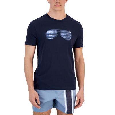 Michael Kors Mens Tie Dye Aviator Graphic Short Sleeve T Shirt Midnight Blue XL