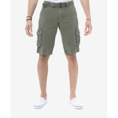X-ray Mens Classic fit Cargo Shorts 34 Green Solid Belted