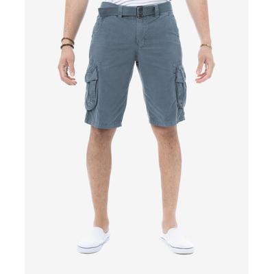 Raw X Mens Belted Double Pocket Cargo Shorts Steel 34