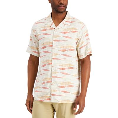 Club Room Mens Maui Wave Shirt Hawaiian Shirt Cranberry Spice Large