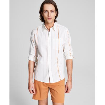 And Now This Men's Stripe Shirt Cream / Grey White Large