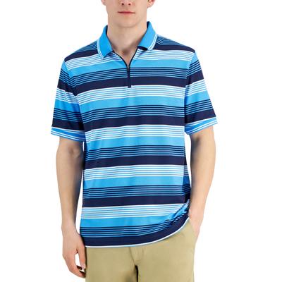Club Room Men's Digital Stripe Short Sleeve Polo Shirt Blue Paradise 2XL
