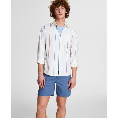 And Now This Men's Regular fit Stripe Button Down Shirt Cream / Blue Xl