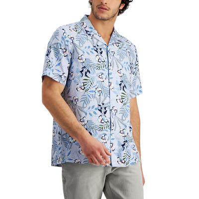 Club Room Men's Regular fit Tropical print Camp Shirt Navy Xl