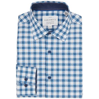 Construct Men's Slim fit Performance Dress Shirt  Blue Navy Small