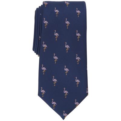 Club Room Mens Regular fit Tie Necktie One Size Navy Blue Flamingo