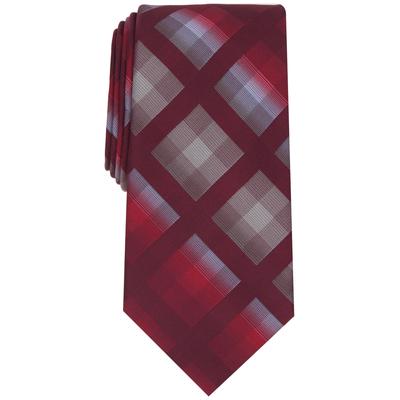Perry Ellis Mens Tie Necktie One Size Red Lewin Plaid
