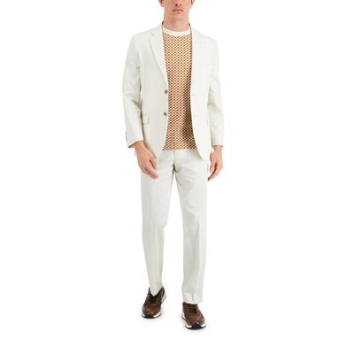 Nautica Men's Modern-Fit White / Cream Cotton Suit 42S / 36 x 32