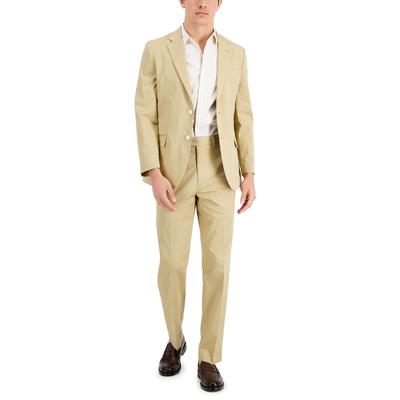 NAUTICA Men's Suit Tan 40S / 34 X 32 Khaki Modern-Fit Stretch Cotton Solid