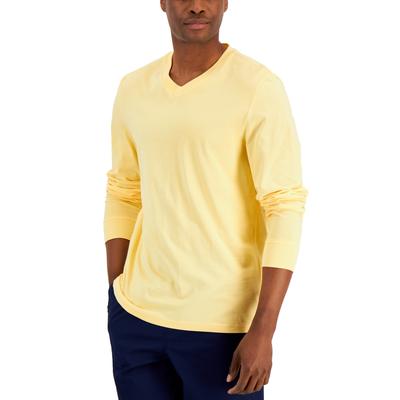 Club Room Men's Performance V-Neck T Shirt Yellow Medium