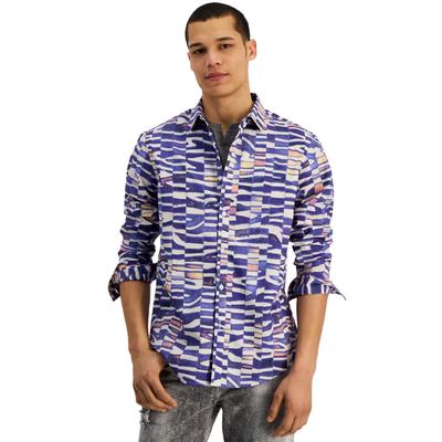 International Concepts Men's Zion Zebra Shirt Lilac Purple Large