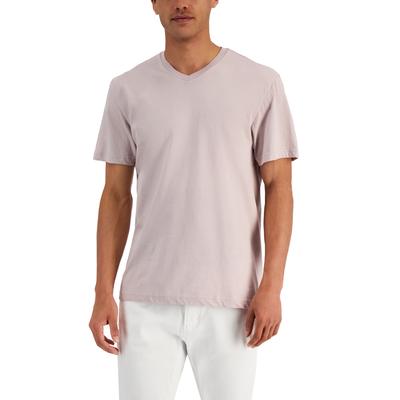 Alfani Men's Solid V neck T shirt Lt Beige Small