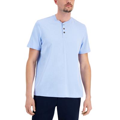 Club Room Men's Cotton Henley Shirt Lt/Pas blue Small