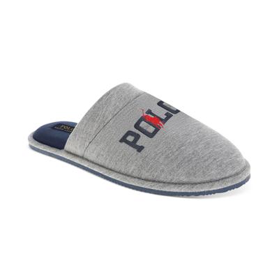 Polo Ralph Lauren Men's Logo Embroidered Scuff Slippers Grey Charcoal Large