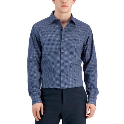 Alfani Mens Slim fit Dress Shirt Medium 15-15.5 34-35 Navy Blue