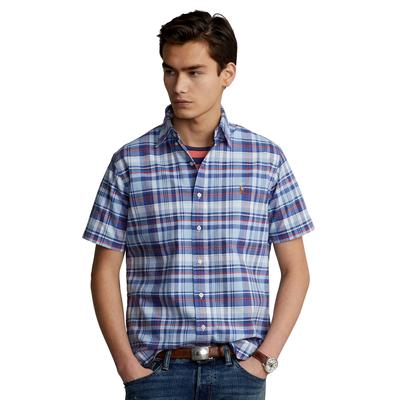 Polo Ralph Lauren Mens Classic Fit Plaid Oxford Button Down Shirt Blue Red Small