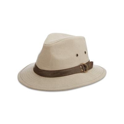 Dorfman Pacific Men's Garment Washed Canvas Safari Fedora Hat Beige XL