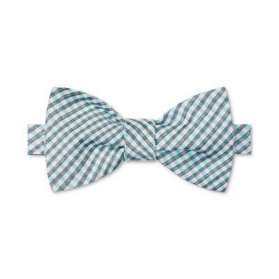 Tommy Hilfiger Men's Self Tie Gingham Bow Tie Turquoise Blue Aqua Osfa