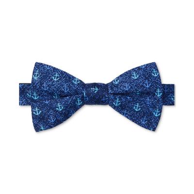 Tommy Hilfiger Men's Anchor Print Bow Tie Blue Necktie