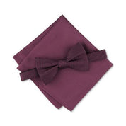 ALFANI Men's Bow Tie & Pocket Square Geometric Print Solid Pink Berry One Size