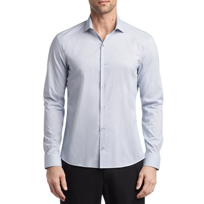 Calvin Klein Mens Extra Slim Fit Button Down Dress Shirt Blue Large