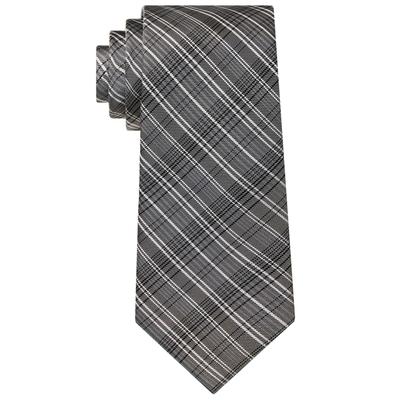Calvin Klein Men's Necktie Slim Plaid Charcoal Tie Osfa Reg