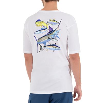 Guy Harvey Mens Atlantic Big Game Short Sleeve T-Shirt Large White
