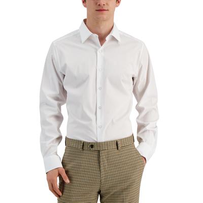 Alfani Mens Slim fit Dress Shirt Medium 15-15.5 32-33 Bright White Solid
