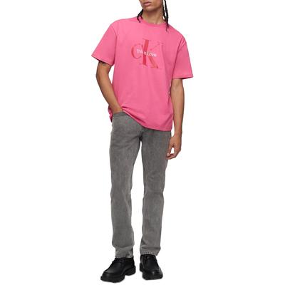 Calvin Klein Pride Logo Print  Short Sleeve T-Shirt Pink Flambe Medium