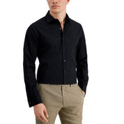 Alfani Mens Slim fit Dress Shirt Large 16-16.5 32-33 Black Solid