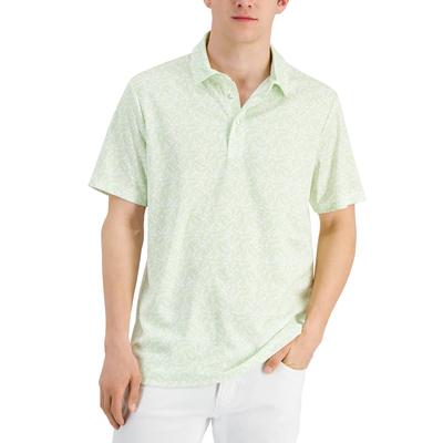 Club Room Men's Leaf Print Polo Shirt  Pale Mint Green  Size Lt/Pas Green Large