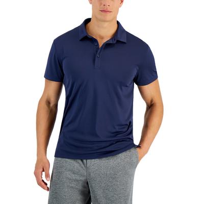ID Ideology Men's Interlock Performance Short Sleeve Polo Shirt Blue Small