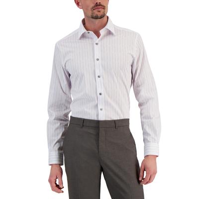 Alfani Mens Space-Dye Button Down Dress Shirt White Lavender 14 14 1/2 32 33