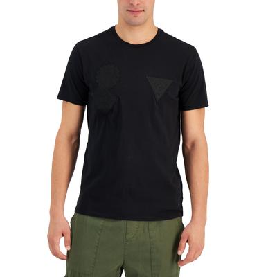 Guess Men's Felt Patch Logo Tshirt  Jet Black  Size Small
