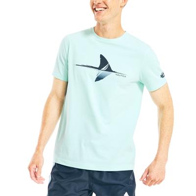 Nautica Mens Shark Week Short Sleeve T Shirt Aqua Green Large