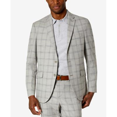 Kenneth Cole Reaction Mens Slim-Fit Suit Jacket Tan Grey Plaid 38R