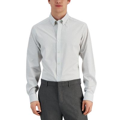 Club Room Golf Men's Slim Fit Print Shirt White Medium