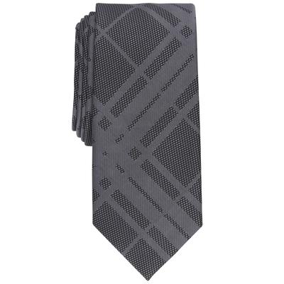 Alfani Men's Slim Plaid  Necktie Grey