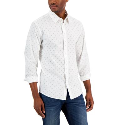 Michael Kors Mens Slim Fit Stretch Daisy Print Button Down Shirt White XL