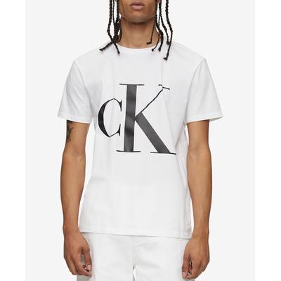 Calvin Klein Men's Monogram Logo Graphic Short Sleeve T Shirt White 2XL