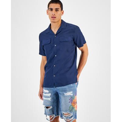 INC International Concepts Mens Utility Camp Shirt Blue 2XL