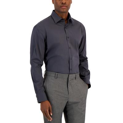Alfani Men Regular fit Dress Shirt Medium 15.5 in 32-33 Grey Solid
