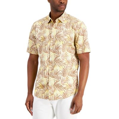 Alfani Men's Barello Leaf Short-Sleeve Shirt YELLOW 2XL