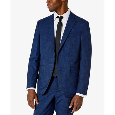 Kenneth Cole Reaction Men's Slim-Fit Blue Plaid Suit 46R / 40 x 32 Flat Pant
