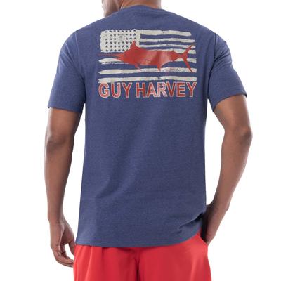 Guy Harvey Mens Threadcycled Logo Graphic T Shirt Heather Navy Blue Medium