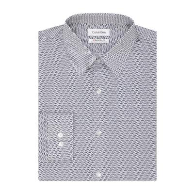 Calvin Klein Mens Stain Shield Button Down Shirt White Azure Large