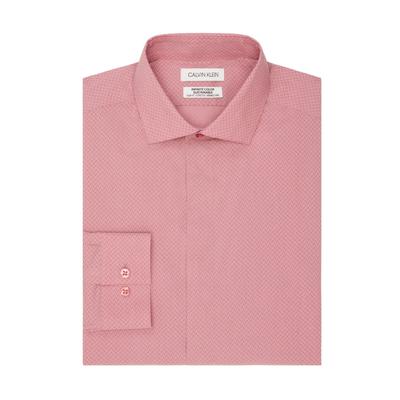 Calvin Klein Mens Infinite Button Down Dress Shirt Pink 16 16.5 36 37