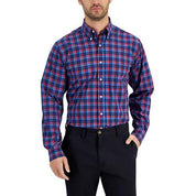 Club Room Men's Classic Regular Fit Non-Iron Dress Shirt Navy Red 17 32 33