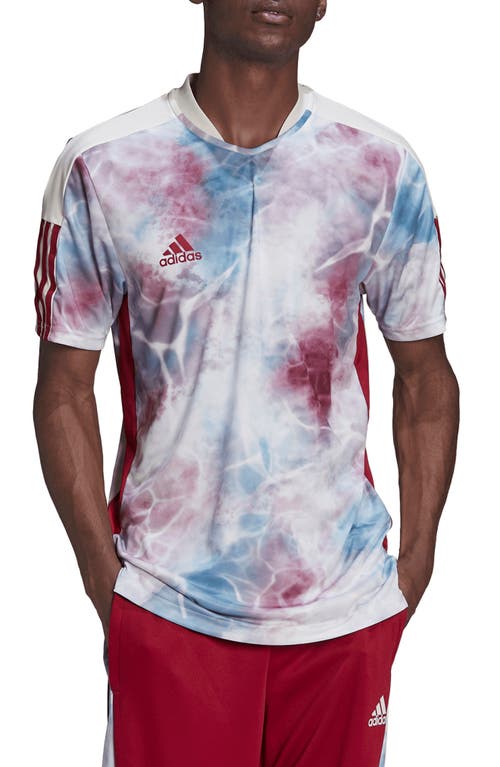Adidas Men's Short Sleeve Tie Dye Tiro Soccer Jersey T Shirt Blue Purple Small